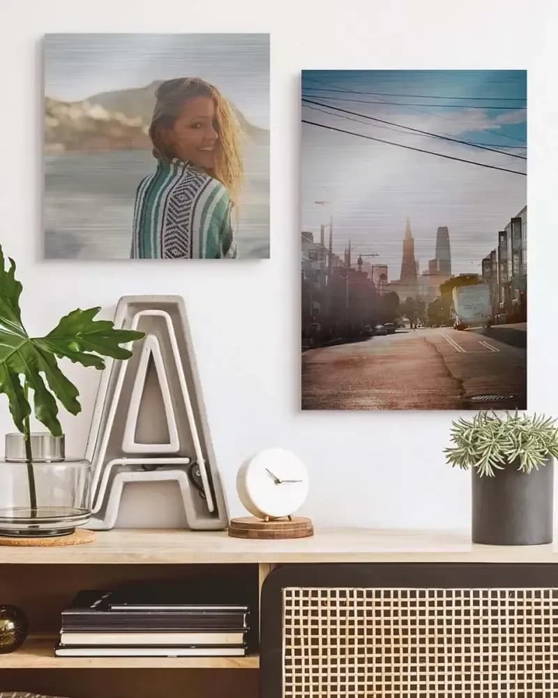Metallic prints with your own image with a graphic image