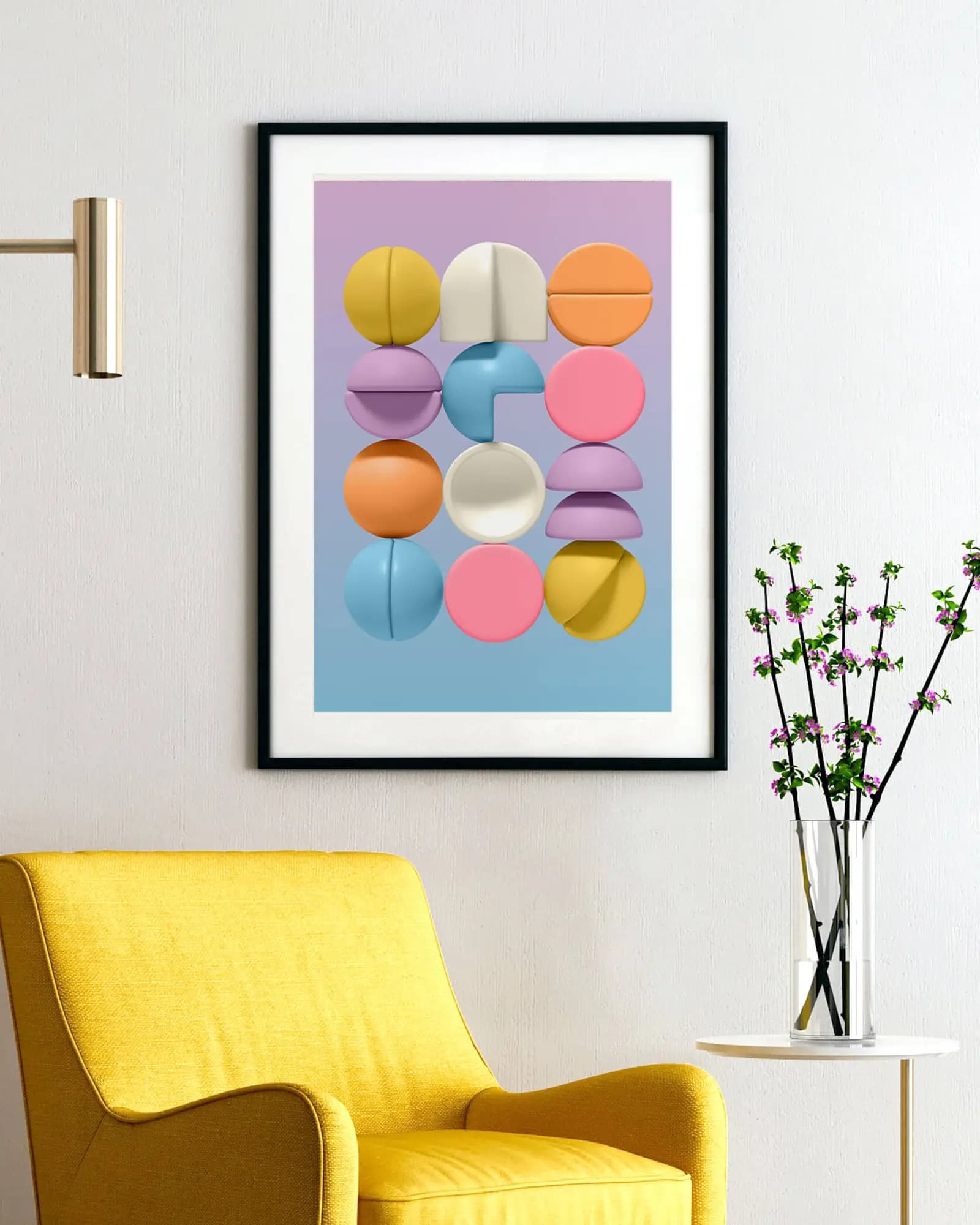 Poster with a metal frame with a graphic image